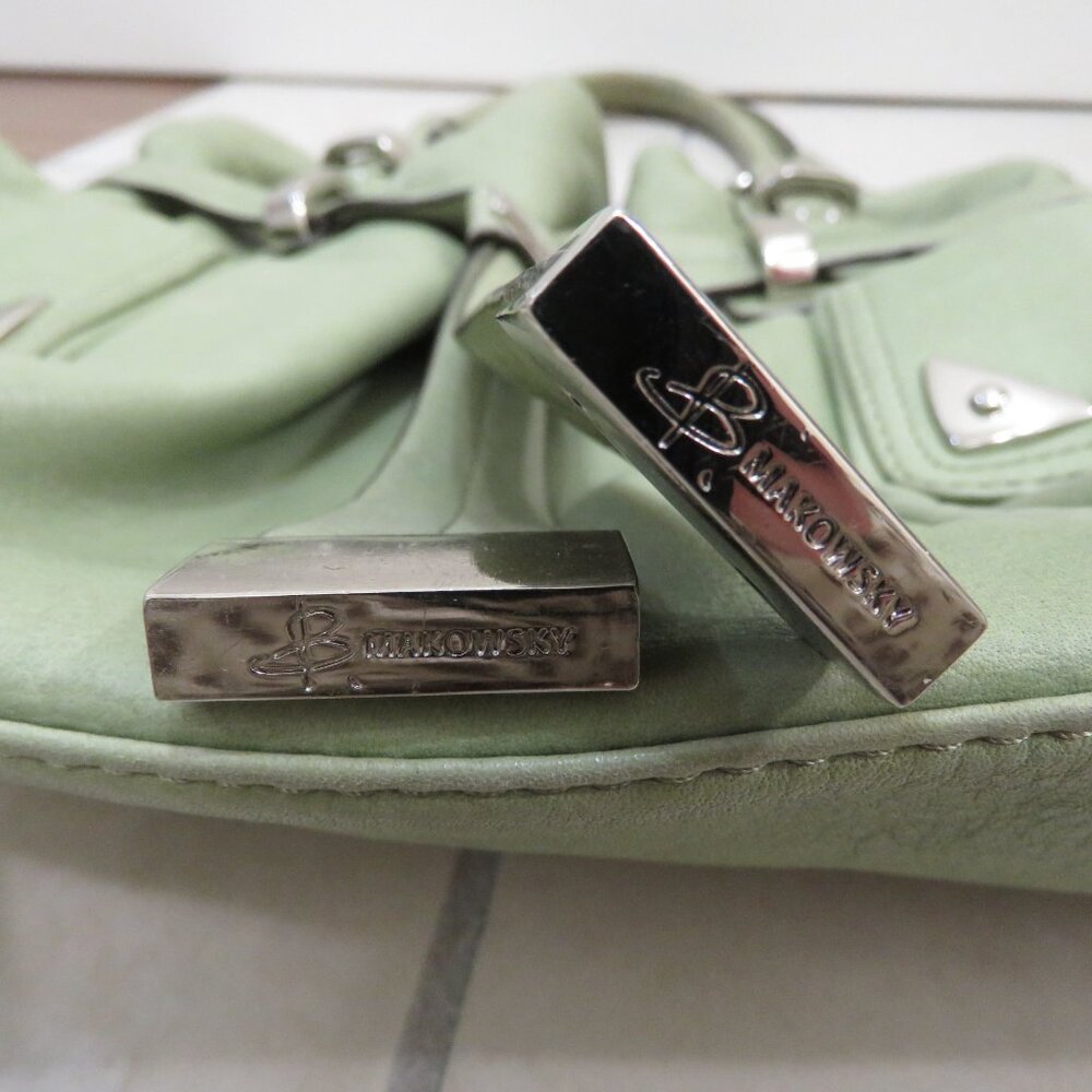 b. makowsky Light Sage Leather Shoulder Bag with Front Pockets - Picture 6 of 16
